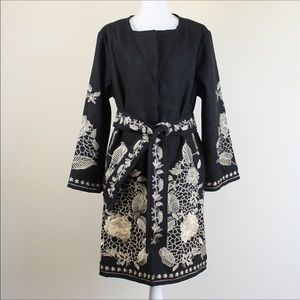 Venus Black Embroidered Coat NEW 16
